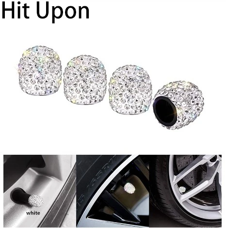 

Universal Diamond 4pcs Soft Clay Rhinestone Car Tire Valve Caps Shining Dustproof Caps Auto Accessories Valve Core Cap Interior