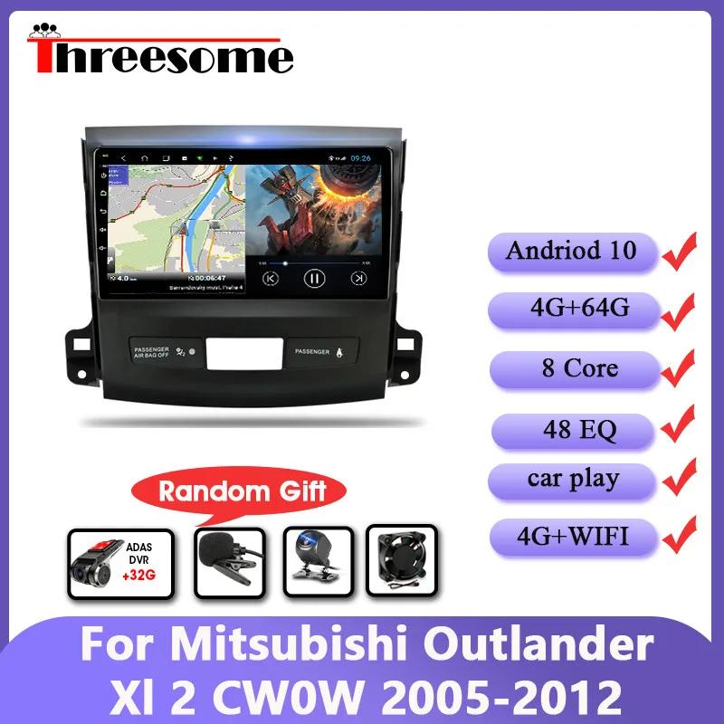 

9" Android 10 Car Radio For Mitsubishi Outlander Xl 2 CW0W 2005-2012 Navigation GPS Multimedia Video Player 4G+64G RDS 2 Din