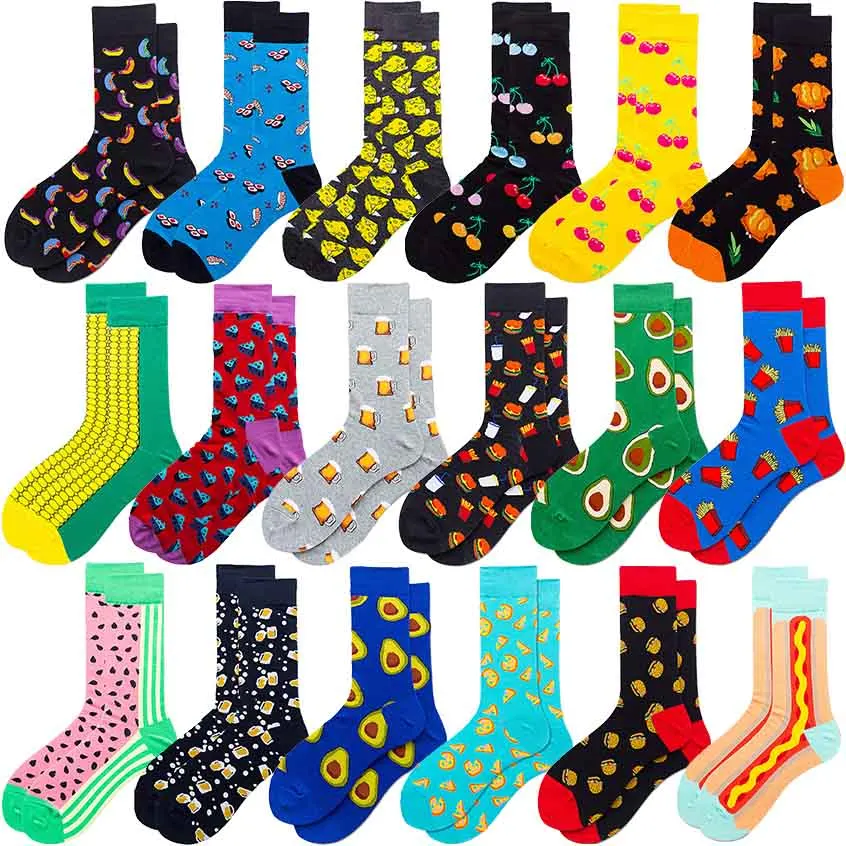 

Food Beer Fries Designer Crew Socks Fashion Happy man boys Ladies Girl Cotton Soft Sox Beautiful Curve Men Funny Women Art Socks