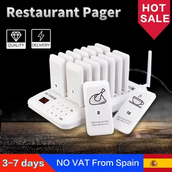 

Retekess TD157 Restaurant Pager Wireless Calling System 16 Pager Receivers For Clinic Coffee Shop Waiter Pagers Queue System
