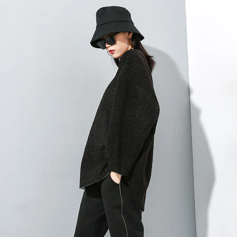 SuperAen Winter New Round Neck Hoody Wild Sweatshirts Women Pluz Size Casual Ladies Sweatshirts Solid Color Cotton Tops