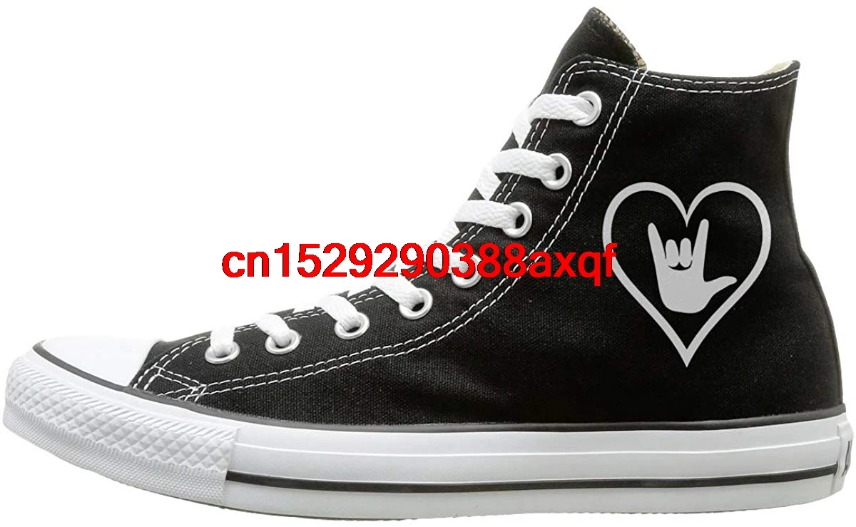

Canvas Shoes ASL (American Sign Language) I Love You Fashion High Top Lace Ups Canvas Sneakers For Men Women