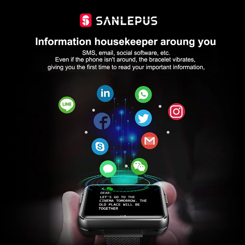 2020 новые умные часы SANLEPUS для мужчин и женщин с беспроводными наушниками Bluetooth