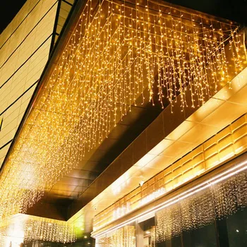 

30PCS/Christmas Garland LED Curtain Icicle String Light 110V 220V Droop 0.4-0.6m Mall Eaves Garden Stage Outdoor Fairy Lights