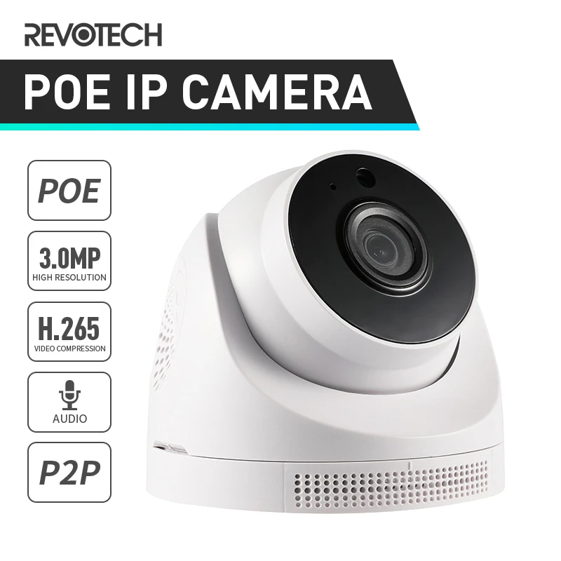 POE 3MP IP Camera Audio 3Array LED Night Vision Security Indoor Dome with H.265 ONVIF For NVR CCTV System Video Surveillance |