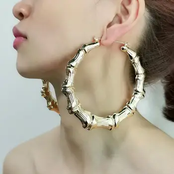 

MANILAI 100mm Metal Bamboo Large Hoop Earrings Gold Color Round Alloy Statement Big Earrings Punk Jewelry 2020