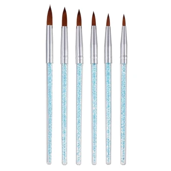 

6Pcs gel Round Nail Art Paint Brush Set in Fine Style(None 6 Pieces Carved Crystal Pens)