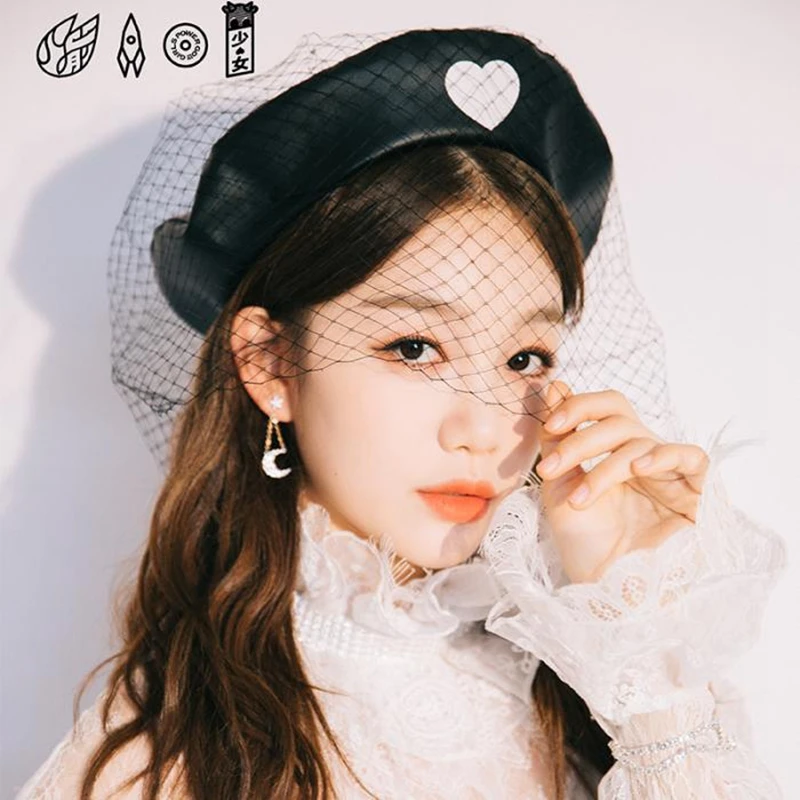 Ms белый марлевой черный Берет темперамент тающий художник модная шляпа Джокера
