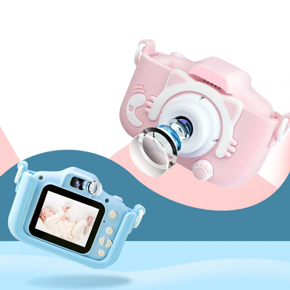 Двойной объектив Мультфильм фотография 2 дюйма HD экран подарок на день рождения с защитным чехлом мини игрушка цифровая пластиковая детская камера