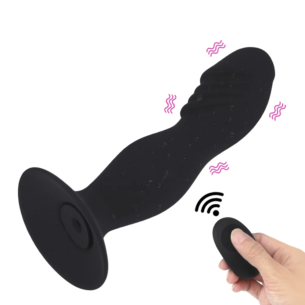 Butt Plug Vibrating Wireless Remote Control 10 Speeds Dildo Anal Vibrator G-spot Prostate Massager Suction_voghion.com
