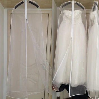 

160*100cm Dustproof Transparent For Wedding Dress Dust Cover Soft Organza For Clothes Garment Bridal Gown Zipper Open