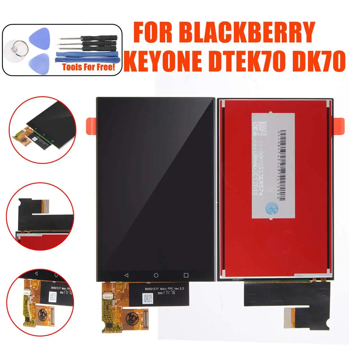 

LCD Display+Touch Screen Digitizer Replacement With Repair Tools For BlackBerry Keyone DTEK70 DK70