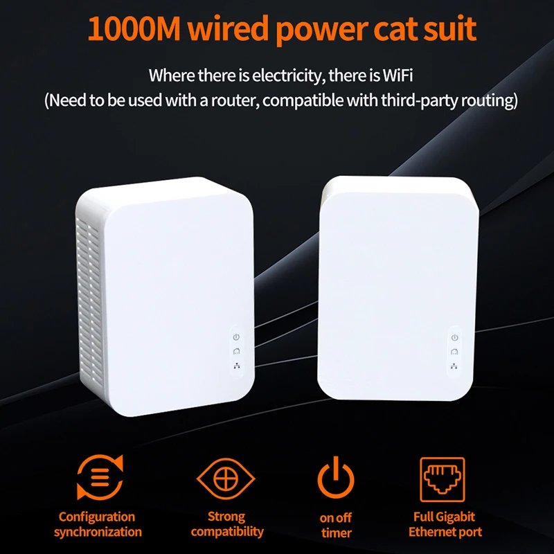 JSMAX JSPH3 комплект AV1000 гигабитный адаптер линии питания Poweline 1000 Мбит/с Ethernet PLC