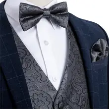Men's Gray Floral Fashion Silk Wedding Waistcoat Vest For Men Bowtie Hanky Cufflinks Cravat Set for Suit Tuxedo DiBanGu MJ-119 Men's Gray Floral Fashion Silk Wedding Waistcoat Vest For Men Bowtie Hanky Cufflinks Cravat Set for Suit Tuxedo DiBanGu MJ-119