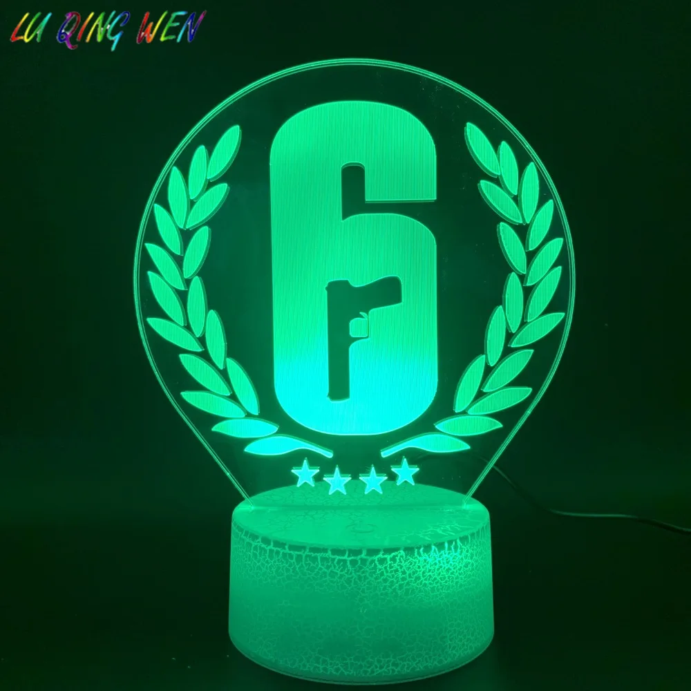 Led Night Light Lamp Rainbow Six Siege Bedroom Decor Crafts Touch Sensor Color Changing Child Kid Gift Game Atmosphere Rainbow 6