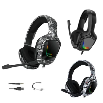 

Camouflage Over Ear 3.5mm Headphones Led PS4 Headset Gaming Headset Casque PC Gamer Stereo Gaming Headphones with Microphone