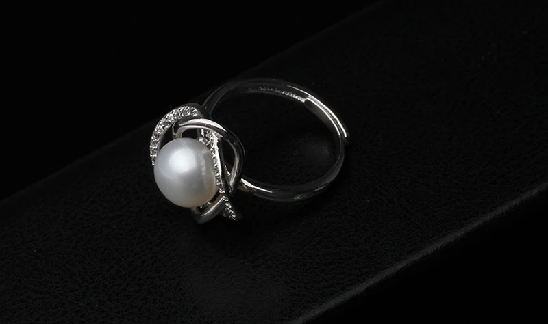 White Natural Pearl Rings For Women,Freshwater Pearl Ring 925 Sterling Silver Ring Jewelry Wife Birthday Gifts