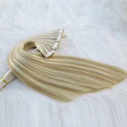 Russian Virgin Tape In Hair Extensions Piano Color #18P60 Straight Skin Weft Human Hair Extensions