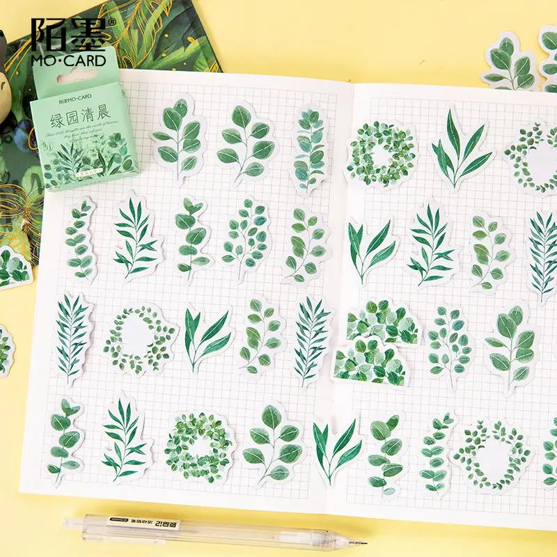 45pcs/pack Leaves Flower Paper Sticker Decoration Diy Album Diary Scrapbooking Label Sticker Kawaii Stationery - Цвет: as photo