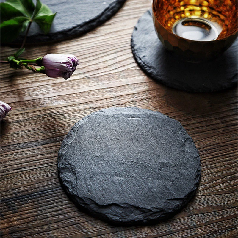 Black Natural Slate Plate Black Slate Stone Dishes Stone Dishes
