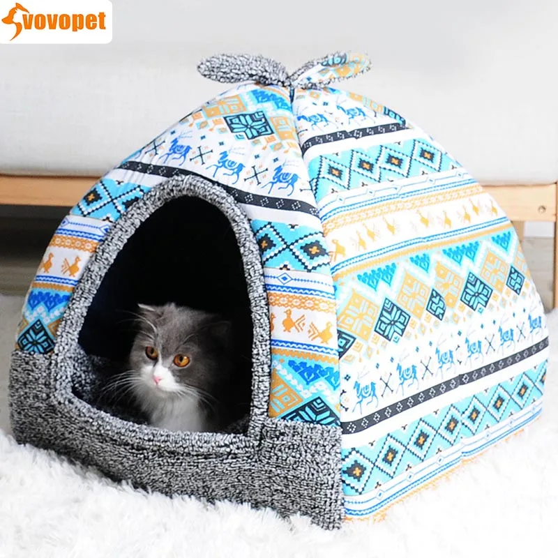 

Foldable Rabbit Design Cat Bed Tent Self Warming for Indoor Cats Dog House with Removable Washable Mats kitten nest Puppy Kennel