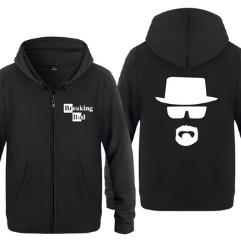 

Breaking Bad Heisenberg Sweatshirts Men 2018 Mens Zipper Hooded Fleece Hoodies Cardigans