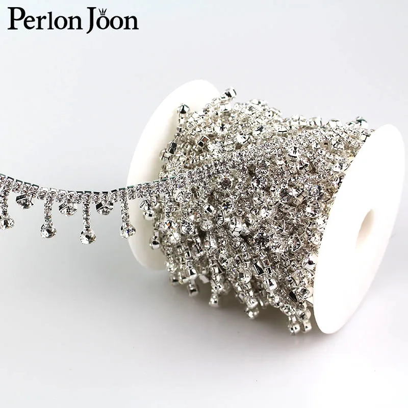 1 ярд короткая кисточка Стразы Подвеска бахрома кристалл металлическая цепочка