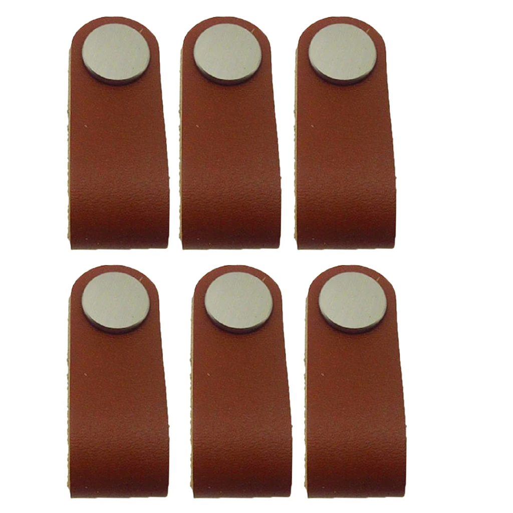 6x Cabinet Handles Handmade Leather Dresser Drawer Knobs Pulls Door Handle Kitchen Pulls Knob