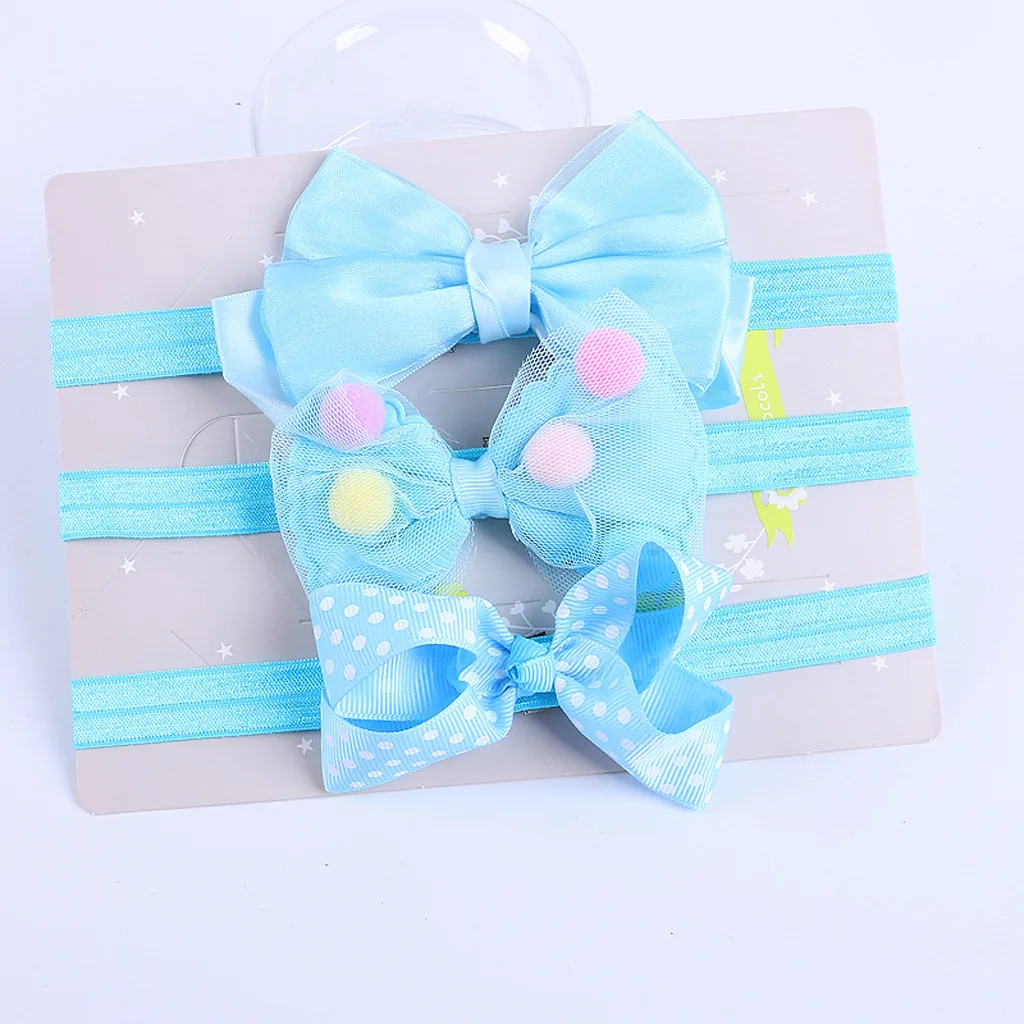 3Pcs Kids Floral Headband Girls Baby Elastic Bowknot Accessories Hairband Set Baby Hairband