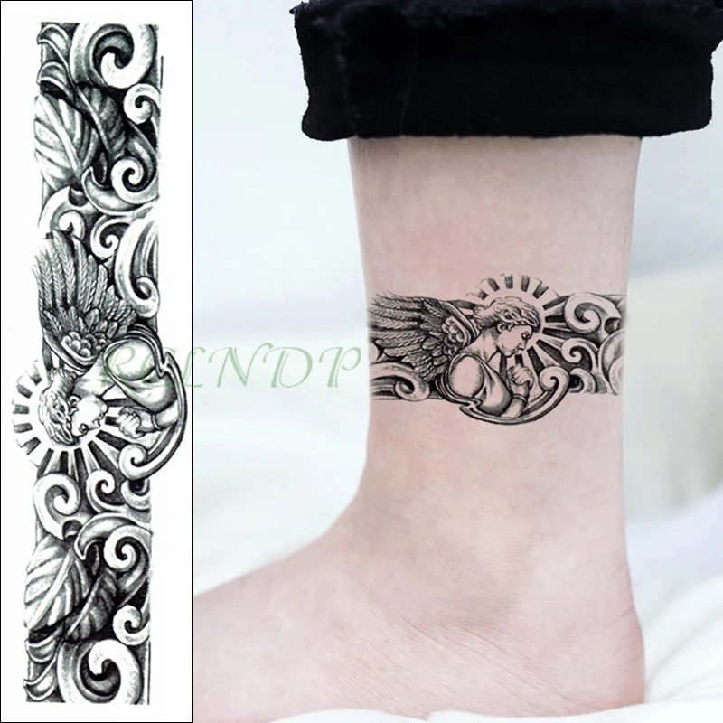 Waterproof Temporary Tattoo Sticker angel wings wave totem band Fake Tatoo Personality Flash Waist Arm Foot Tatto for Women Men