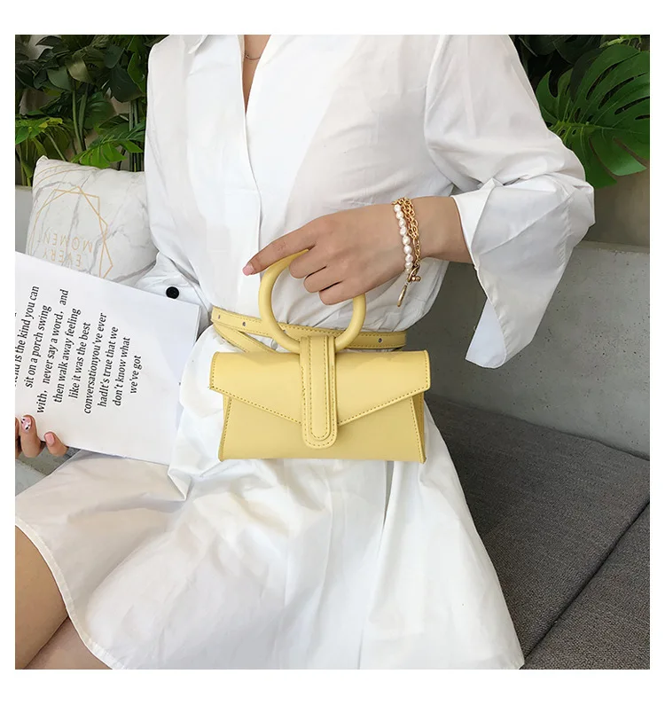 

Newest Fashion Creative Waist Bag and Shoulder Bag 2 in 1 Premium PU Leather Circle Links Mochila