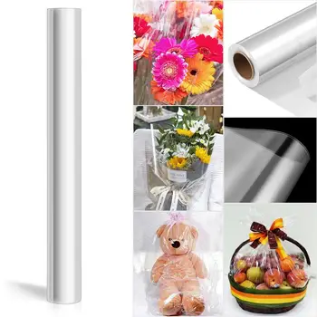 

25m Clear Cellophane Wrap Roll Transparent 2.3 Mil Cellophane Wrap Wrapping Paper For Christmas Gift Flower Bouquet Paper Film