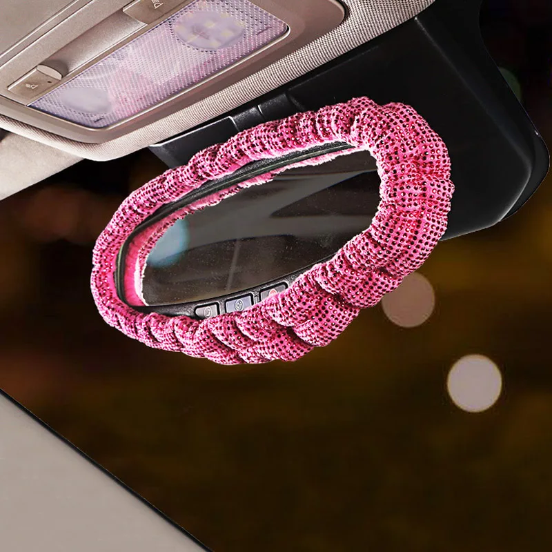 Copri cintura di sicurezza per auto Copri cuscino con tracolla a farfalla  con diamanti 6,5x23 cm (rosa bianco)