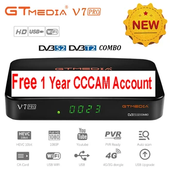 

GTMEDIA V7 PRO DVB-S/S2/S2X+T/T2 Support CA card slot and multi-room YouTube with wifi spain Satellite Decoder With Free CCCAM