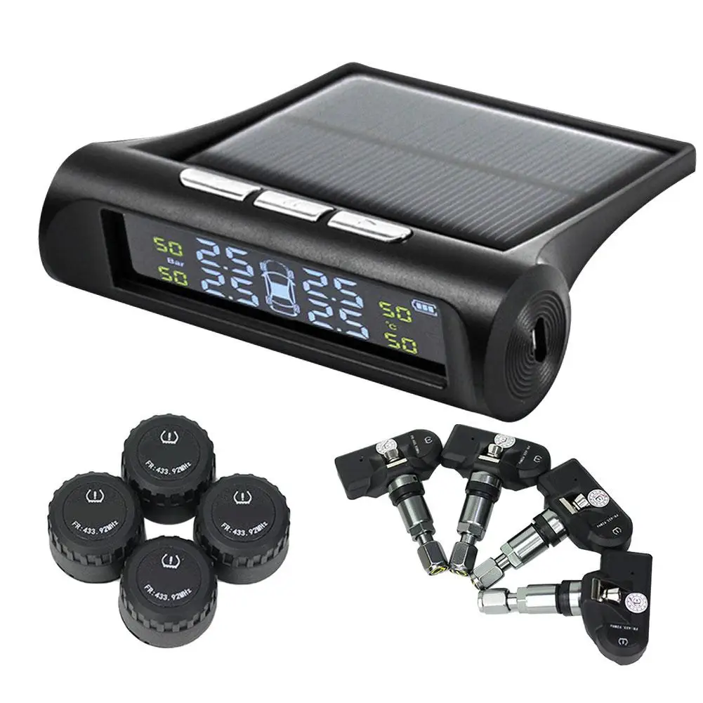 

Smart Car TPMS Tyre Pressure Monitoring System Solar Power Digital LCD Display Auto Security Alarm Systems Tyre Pressure