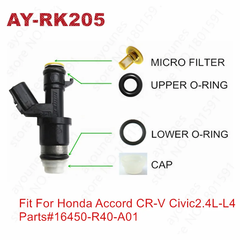 Ремонтный комплект топливной форсунки для Honda Accord, запчасти#16450 R40 A01 16450-R40-Y01, микро фильтры, резиновые крышки