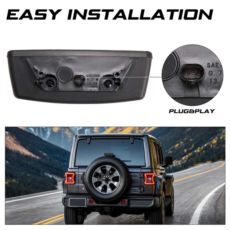 Светодиодный 3-й стоп-сигнал совместимый для Jeep Wrangler Jl третий стоп-сигнал верхнего крепления(черный корпус дымовой линзы