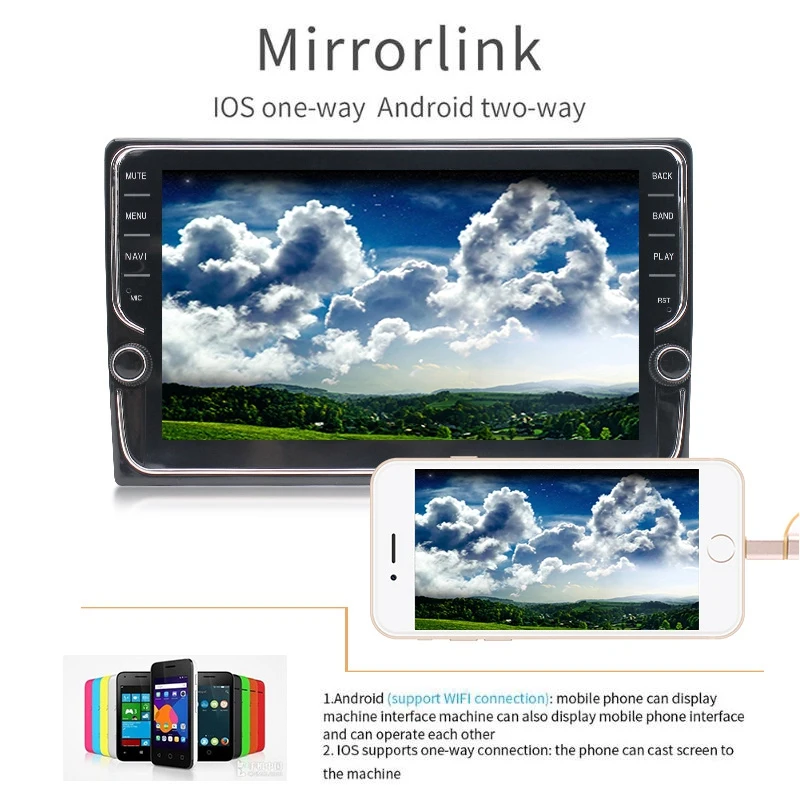 Android 8.1 Car Stereo 9 Inch 1024x600 1080P Quad Core 1.6GHz Android Multimedia Navigation GPS Bluetooth FM Radio 1G+16G