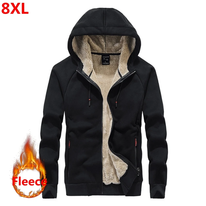 Autumn and winter new men's Fleece hoodie Plus size casual loose large size men's plus velvet jacket male 8XL Autumn and winter new men's Fleece hoodie Plus size casual loose large size men's plus velvet jacket male 8XL