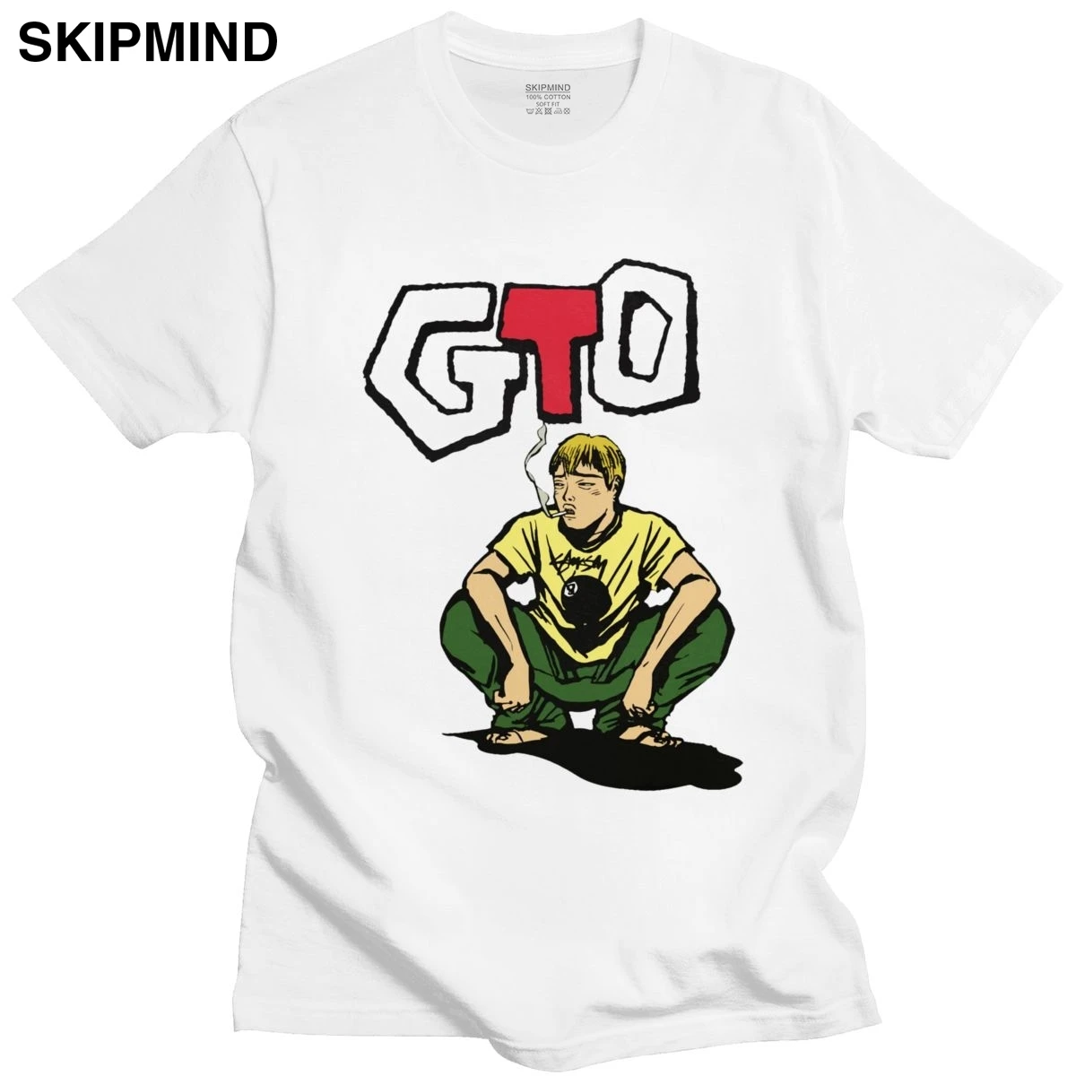 Awesome Great Teacher Onizuka T Shirt Men Short Sleeved Japanese Manga Eikichi T-shirt Anime GTO Summer Tee 100% Cotton Top Gift | Мужская