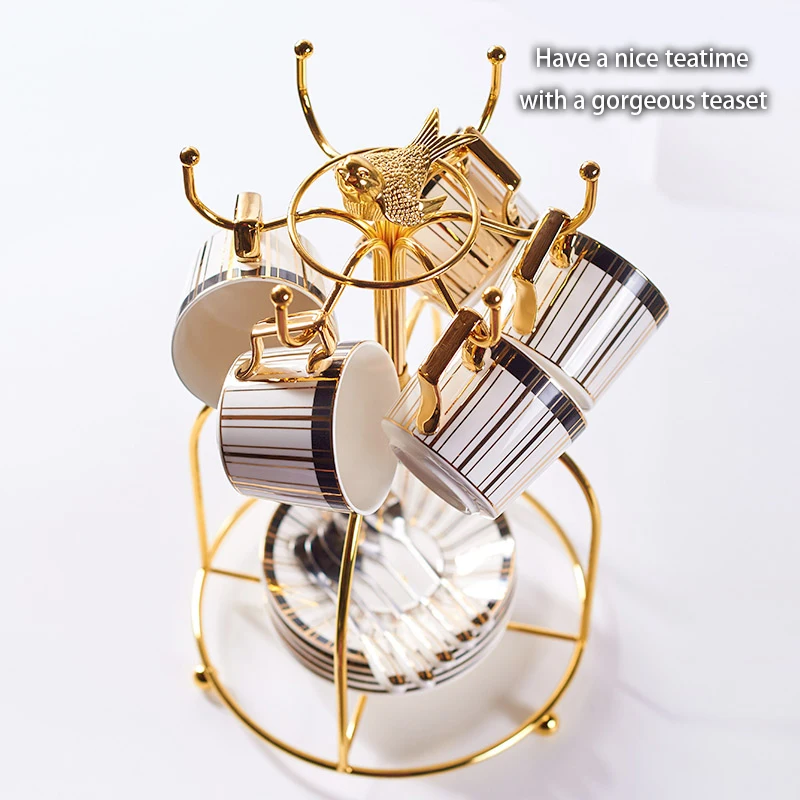 Кофейный набор из костяного фарфора с золотой инкрустацией роскошный фарфоровый