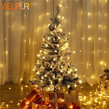 

LED Star Light String Twinkle Garlands Battery Powered Christmas Lamp Holiday Party Wedding Decorative Fairy Lights warm whtie