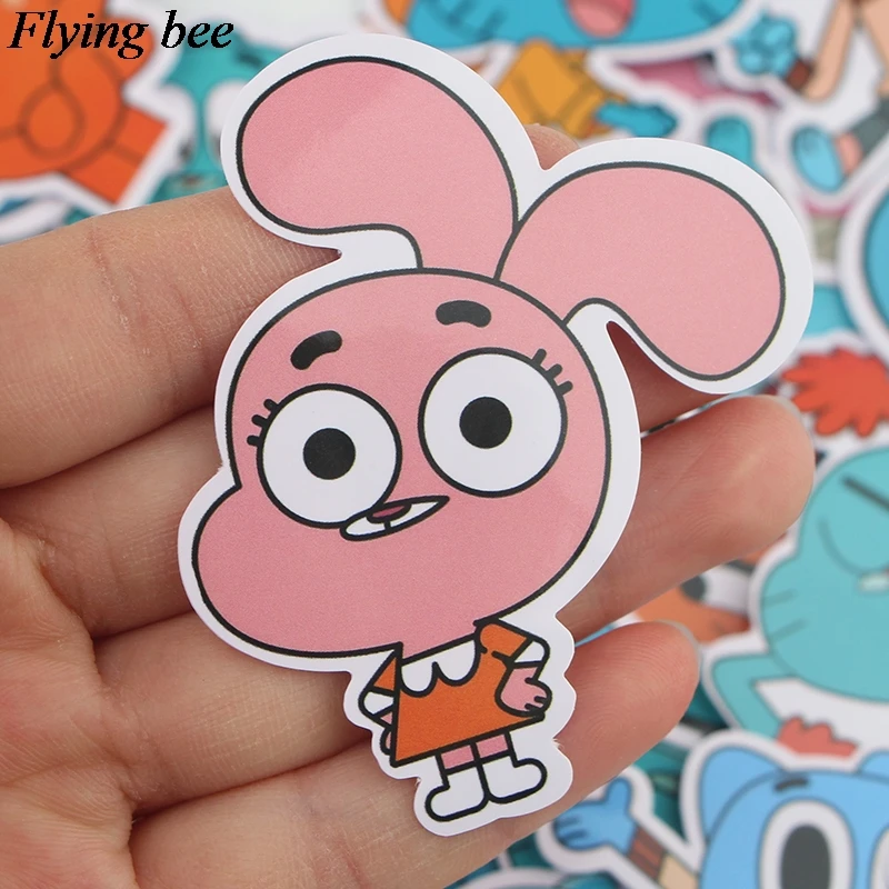 20sets/lot(39pcs/set) Flyingbee The Amazing World of Gumball Funny Sticker PVC Scrapbooking for Luggage Laptop Decal X0722