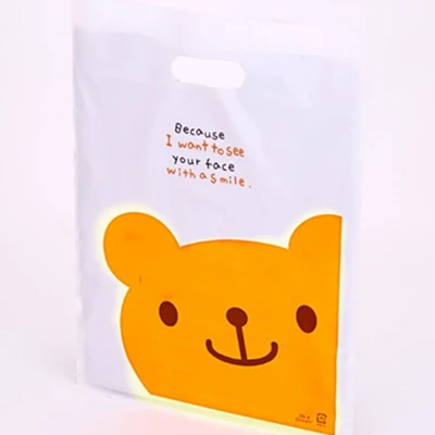 Orange bear Герметичность 15*20 см/20*25 см 50-25 шт свадебный подарок бутик подарок упаковка для покупок пластиковые ручки сумки ювелирные изделия пластиковая посылка мешок - Цвет: Orange bear