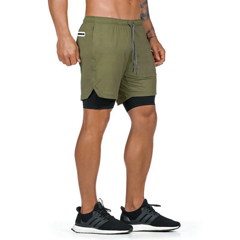 CYSINCOS мужские шорты 2 в 1 для бега, шорты для отдыха с карманами, быстросохнущие спортивные шорты, встроенные карманы на молнии