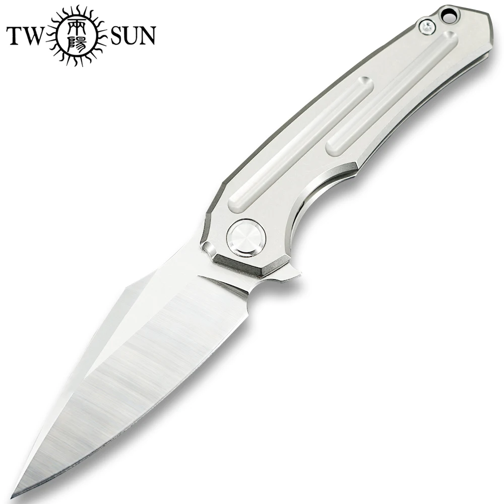 TWOSUN ножи 14C28N складной карманный нож тактический походный охотничий нож открытый инструмент TC4 титановый EDC быстро открытый флиппер TS220