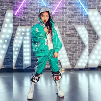 

Girls Ballroom Hip Hop Dancning Outfits Hoodie Jacket Clothing Casual Pants Kids Performance Jazz Dance Costume Clothes wear