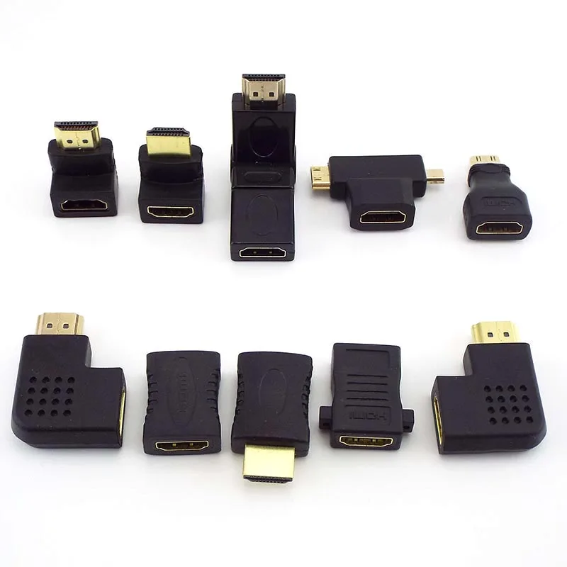 2 in 1 Male to Female HDMI-compatible Converter Mini Micro Adapter Extender Cable Laptop 1080P HDTV 90 180 270 360 Degree | Электроника
