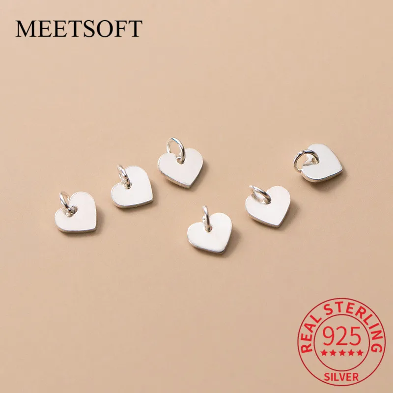 

MEETSOFT Classic 925 Sterling Silver 5pcs/lot mini 4mm Heart Charms Special of DIY Handmade Fine Jewelry Necklace Accessory
