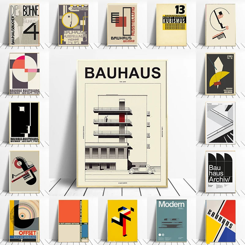 Уникальный геометрический постер Bauhaus минималистичное художественное полотно